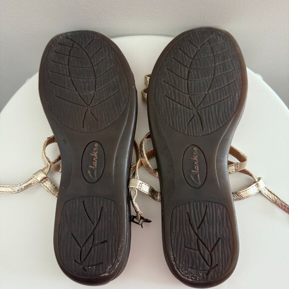 Clarks - Gold - Leather Beaded Sandals - Size 8M - Picture 10 of 11